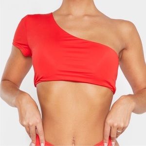 Pretty little thing one shoulder swim top